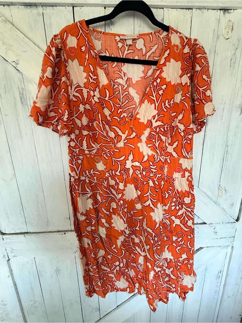 Knox Rose Orange Floral Scoop Neck Dress